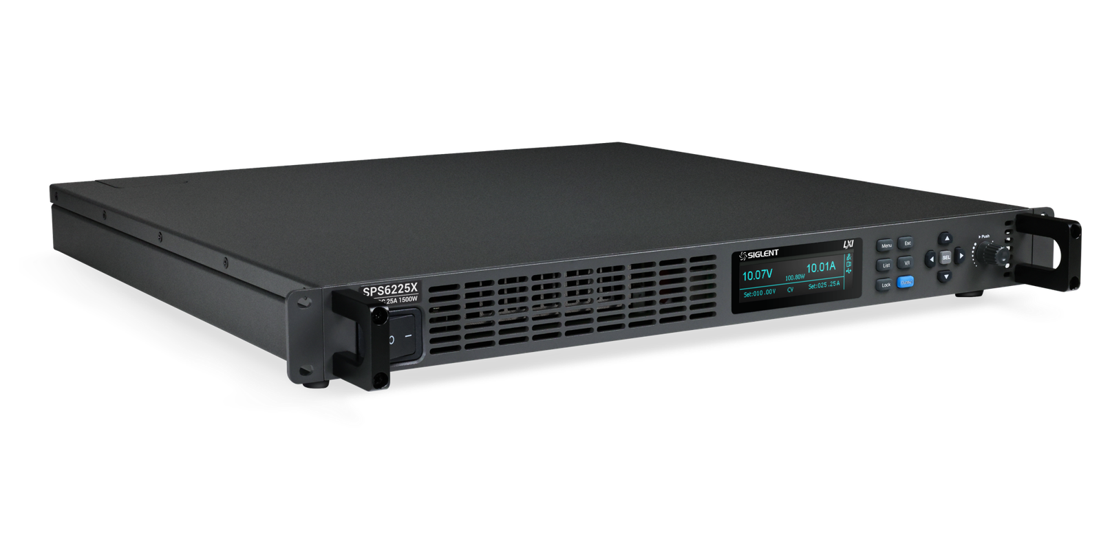 SIGLENT SPS6000X 1U rack-mount DC power supply display and controls